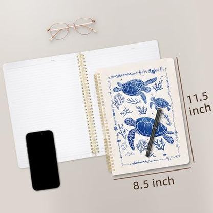 Cute Spiral Notebook journal A4 Aesthetic Pretty Design for Women Girls Kawaii with Pocket, 8.5 x 11 inch, Lined, Turtle - color: Save Turtle, style: Lined
