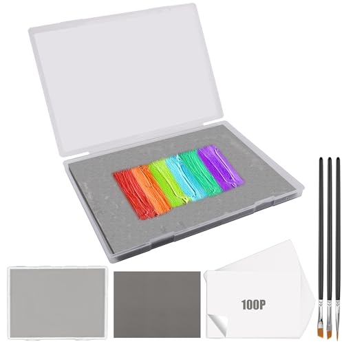 105P Stay Wet Palette for Acrylic Painting Miniatures Paint Pallet | Long Time Keep Wet, Reusable & Save Paint, 100P Palette Paper, 1 Keep Paint Moist Sponge, 3P Miniatures Brush, 1P plastic box