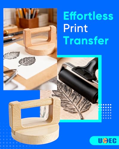 UCEC 2 Pack Block Printing Baren & 4 Inch Brayer Roller Set for Inking&DIY | 1+1 Pack Includes 4 Inch Rubber Brayer Roller & Handheld Printing Baren Tool, Ideal For Block Printing, Stamping, Linocut - color: 2pcs(Baren + 4''Brayer Roller)