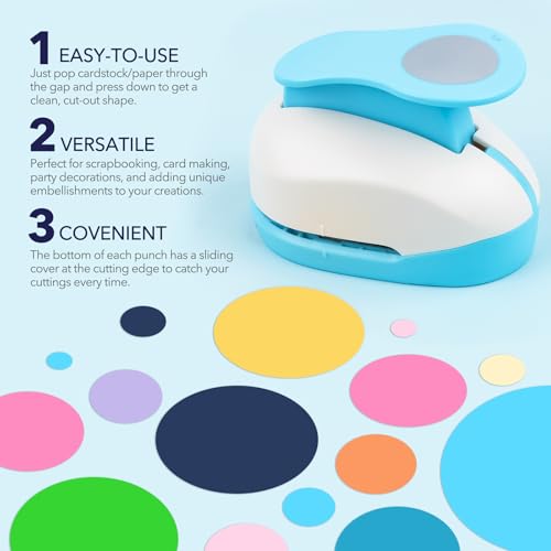 2 Pcs Craft Hole Punch, Handmade Scrapbook Paper Puncher, 5/8Inch and 1 Inch Circle Punch, Circle Cutter, Scrapbooking Punches Crafting Designs for Office Supplies, Card Making, DIY Photo Album
