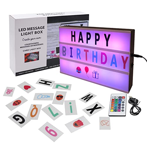 Cinema Light Box, A4 Size 16 Color Changing with 400 Letters Symbols(Black) - color: Black