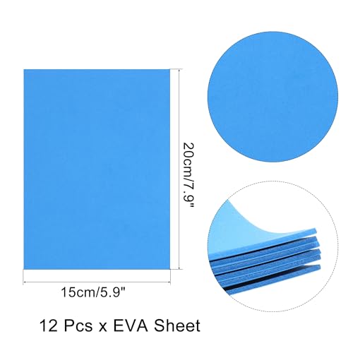 uxcell Blue EVA Foam Sheets, 7.9x5.9in 2mm Thick Handicraft Foam Paper for DIY Craft Projects Art Card Party Decoration, 12 Pcs - color: Blue