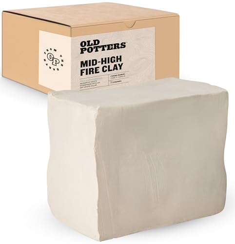Old Potters Mid High Fire White Stoneware Clay for Pottery | Cone 6-10 | Ideal for Wheel Throwing, Hand Building, Sculpting | Great for All Skill Levels | Greenware Clay, 25 lbs. - size: 25 lb