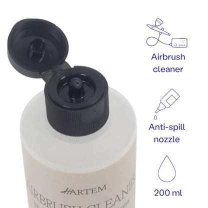 Hartem - Airbrush Cleaner 200 ml (6.76 Fl Oz) with Anti-Spill Cap | Removes Dried Paint, Prevents Clogging and Lubricates Airbrush Mechanisms Without Deterioration - size: Airbrush Cleaner 200ml (6.76 Fl Oz)