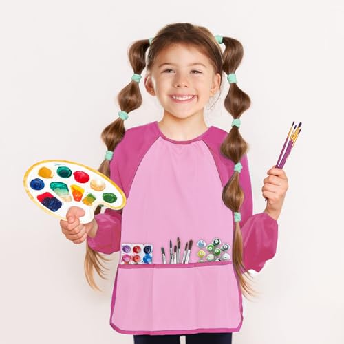 Kopokita Kids Art Smock, Toddlers Painting Apron Children Artist Smock - color: Pink
