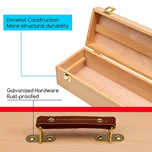 MEEDEN Medium Art Supply Storage Box - Multi-Function Solid Beech Wooden Chest/Art Tool Box with Lift Out Trays for Paint Brush, Pencil, Pastel, and More Art Supplies 14-1/5"W × 5-1/8"D × 4-1/3"H - size: Small