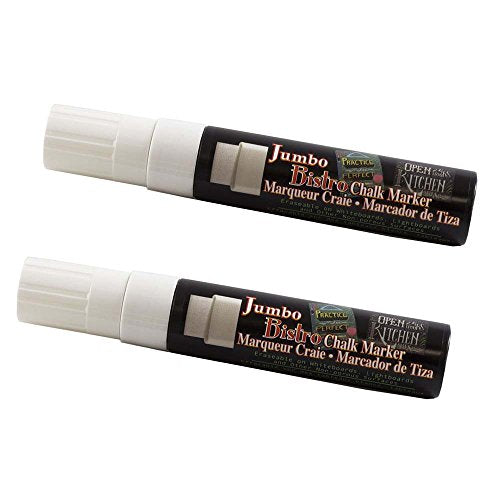 JAM PAPER Dustless Erasable Chalk Markers - Jumbo Point Liquid Chalk Marker - White - 2/Pack - color: White