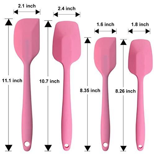 Silicone Spatulas Set, Rubber Spoon Spatula Heat Resistant Spoonula One Piece Design Seamless Spatula Non-Stick Scrapers Baking Mixing Tool (Pink) - color: Pink Set
