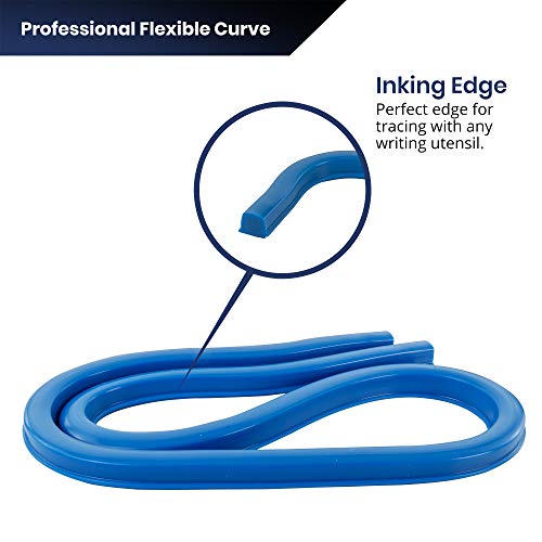 Pacific Arc Flexible Curve 16" with Inking Edge, for Drawing, Pattern Making, Engineering, Stencil Making - size: 16 Inch