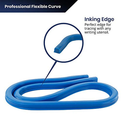 Pacific Arc Flexible Curve 16" with Inking Edge, for Drawing, Pattern Making, Engineering, Stencil Making - size: 16 Inch