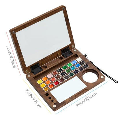 MEEDEN Watercolor Paint Set - Luxury 27 Color Collection with Black Walnut Case, Natural Squirrel Hair Brushes & Artist Grade Paints, Perfect Travel Watercolor Kit for Artists & Beginners.