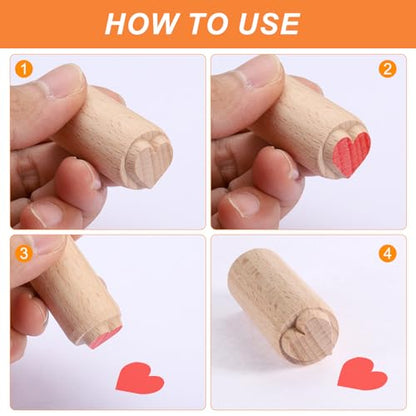 HARFINGTON 3pcs Wood Pottery Tools Stamps 0.6" Dia 2" Length Wooden Natural Clay Pottery Stamps Set Flower 3 Patterns for Cookie Cake Dessert - style: Flower 3 Patterns