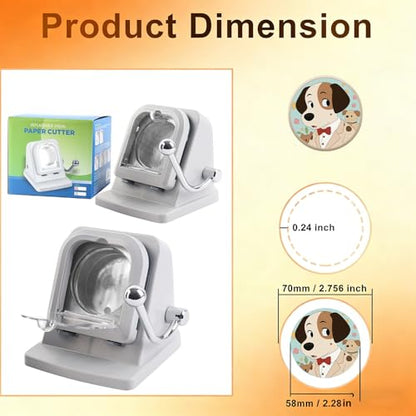 2.28in/58mm Button Maker Paper Cutter Circle Punch, for Button Magnet Making Photo Cutting, ≥1 Million Cuts