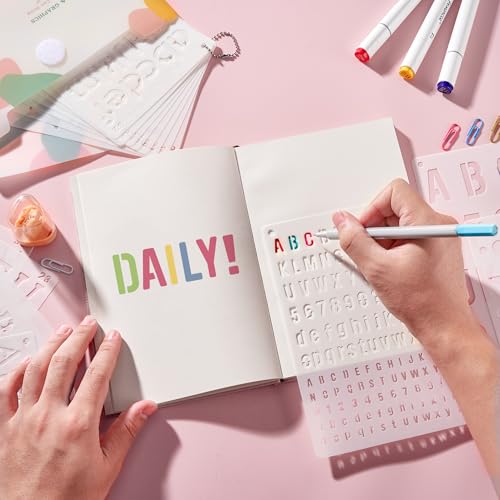 Reusable Small Letter Stencils for Painting, 36 Pcs (1/4, 1/2, 3/4, 1, 5/4 in.) Plastic Templates with Number & Alphabet - DIY Crafts