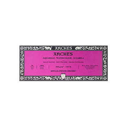 Arches Watercolor Paper Block, Hot Press, 3.9" x 9.8", 140 Pound - size: 3.9"x9.8", style: Hot Press