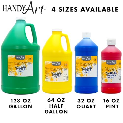 Handy Art Little Masters Washable Tempera Paint, 16 oz Bottles, Set of 6 Colors, Bright & Mixable, Washable Colors for Classroom, Students, Kids, Young Artists, Safe & Non-Toxic, Made in USA - style: 16 Fl Oz Primary Set of 6
