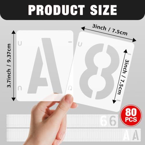 Alphabet Symbol Stencils Set, 80 Pcs Reusable Painting Stencils with Interlocking Letters, Suitable for Wall Art, Rock Painting, Fabric DIY, Party Banner and Custom Sign Making - size: 3IN