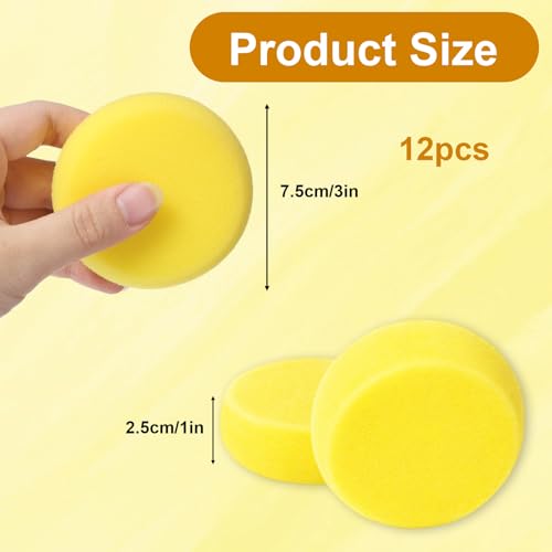 12 PCS Pottery Sponges, Round Clay Sponge Elasticity Craft Sponges for Painting, Yellow Tack Sponge for Ceramics Art Crafts Cleaning Shoes Leather Care