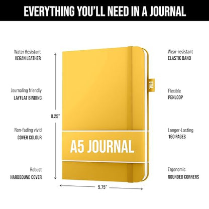Scribbles That Matter Lined Journal Notebook for writing | Ruled 150 pages, 120gsm Thick Paper with Sticky Notes,pen loop, elastic band, leather hard cover A5 journals for writing, 5.75x8.2 inches - color: Black1