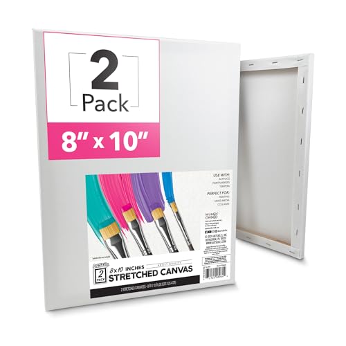 ArtSkills Stretched Canvas for Painting, 8x10 Canvas, 2-Pack Framed | Blank Canvas, Premium Wood Frame, Painting Supplies for Artists - size: 2-Pack 8x10