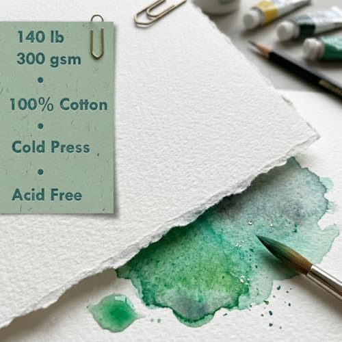 tumuarta Watercolor Block, 9x12 in, 100% Cotton, 140 LB 300 GSM, 20 Sheets, Acid Free, Cold Press, Watercolor Paper Pad, Mixed Media Sketch Books for Watercolors, Acrylic, Gouache, Ink - size: 9"x12" Cold Press