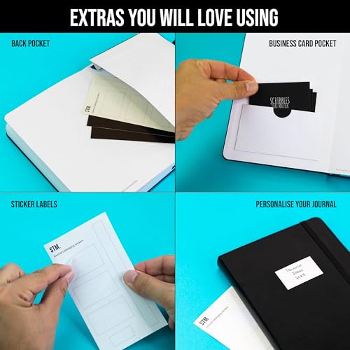 Scribbles That Matter Lined Journal Notebook for writing | Ruled 150 pages, 120gsm Thick Paper with Sticky Notes,pen loop, elastic band, leather hard cover A5 journals for writing, 5.75x8.2 inches - color: Grey