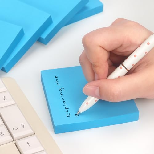 OSBOO Sticky Notes 3x3 with Bright Colors, 6 Pads 100 Sheets/Pad (Blue) | Bright Blue Self-Stick Notes Pads, 600 Sheets Total, Easy to Stick and Remove, Perfect for Office, School and Home - color: Blue