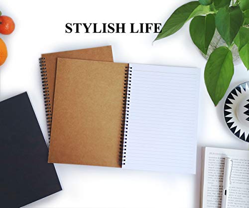 Twinkle Spiral Notebook, Wirebound Notebook, Thick Paper Ruled Notebook, 60 Sheets, 10" X7”, 2 Pack (Khaki, Line) - color: Line Khaki