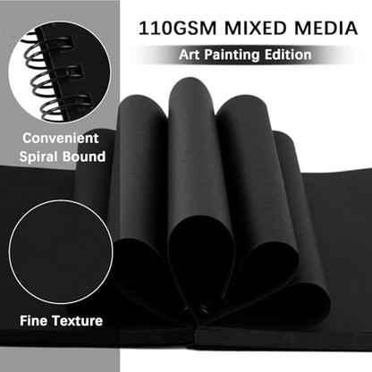 5x7 Black Paper Sketchbook,Spiral Bound Journal Notebook,70 Sheets 110gsm | Acid-Free Drawing Paper Suit Pencil, Ink, And Light Wash. Compact Size Fits Bags, Great For Sketching Anywhere. - color: 1-black paper