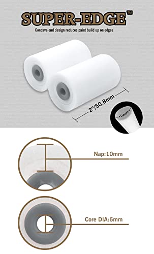 ROLLINGDOG 5PCS 2 inch Mini Foam Paint Roller Covers Set Concave End Design - color: 5pc 2" Paint Roller Set