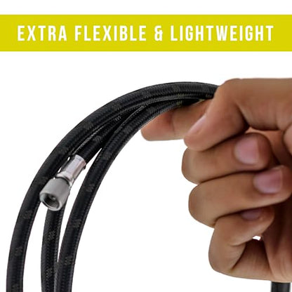 Master Airbrush Premium 6 Foot Nylon Braided Airbrush Hose | Standard 1/8" and Non-Standard 1/4" BSP Adapter Fitting Connectors (Please note one end is 1/4" fitting and is not standard) - size: 6' (1/8" & 1/4" Fittings)