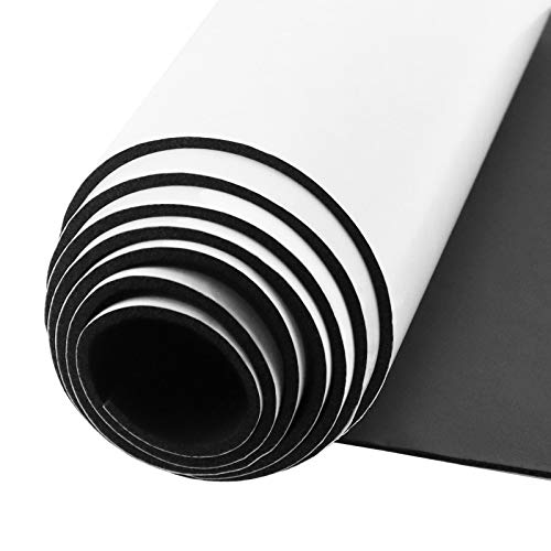 DGSL Foam Insulation Neoprene Sheets with Adhesive, 12''W x 118''L x 1/8''T | Weatherproof Soundproof Padding for Automotive, Multi-Function Soundproof Large Closed Cell Neoprene Rubber Roll - color: Black, size: 12 in x 118 in x 1/8 Inch