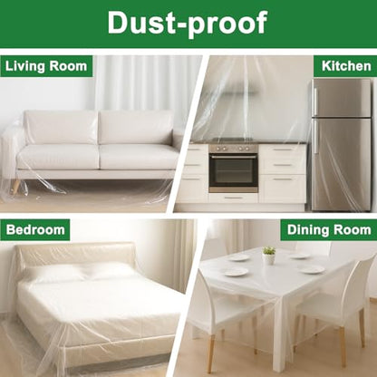 2-Pack 9x12 ft Painter Plastic Drop Cloths Sheet,Waterproof Anti-dust Cover, Disposable Tarp for Painting for Couch/Furniture Cover - size: 2pack