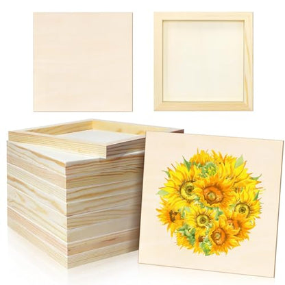 FSWCCK 10 Pack 8 x 8 inch Wood Panel Boards, Unfinished Wood Canvas Panels for Crafts, Painting Canvas, DIY Art Projects, Pouring, Arts Use with Oils, Acrylics ﻿ - size: 8"X 8" 10 Pack