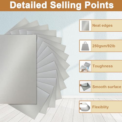 Silunkia 120 Sheets Shimmer Silver Cardstock 8.5 x 11 Craft Paper 92lb | Heavyweight Certificate Paper Card Stock for DIY Card Making, Wedding Invitations, Thank You Cards, Business Cards - color: Silver, size: 120 Sheets