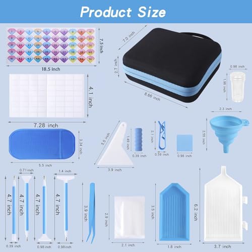 LYMUSUMI 30 Slots Diamond Art Storage Containers | for Adults Portable Bead Storage Boxes for Diamond Painting Accessories and Tools（Blue） - color: Blue
