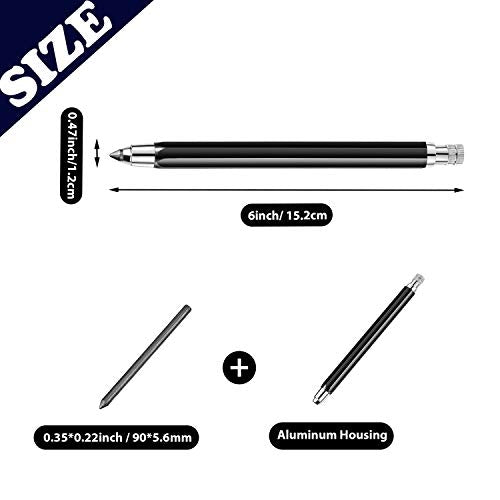 Outus 3 Pcs 5.6 mm Lead Holder Mechanical Pencils Sketch up Automatic Clutch Graphite Pencil with Built-in Sharpener Lead Pencil For Construction, Draft Drawing, Crafting, Art Sketching(Black) - color: Black