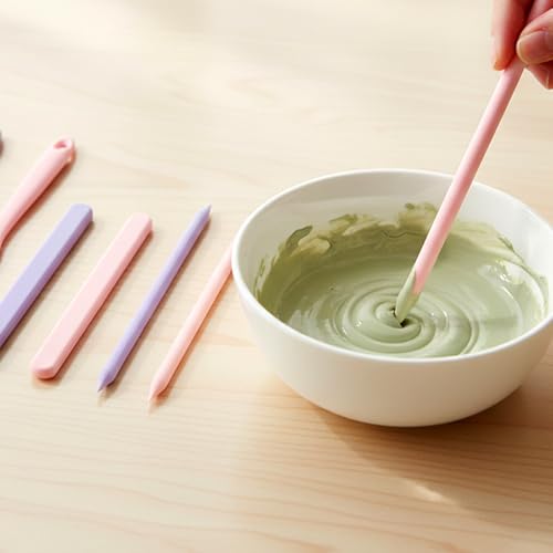 6 PCS Non-Stick Wax Spatulas Set, Silicone Wax Applicator 3 Sizes Scrapers Reusable Silicone Stirring Stick For Body Use Home Salon (Pink&Pruple)