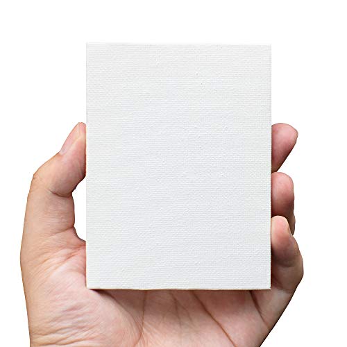 FIXSMITH 3x4 Inch Mini Stretched Canvas Easel Set- Bulk Pack of 12,Set Contains 12 Rectangle Canvases &12 Mini Easels,Small White Art Canvases & Wood Easels for Painting Craft Drawing Decoration - size: 3"X4"+ Easel