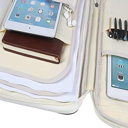 JAKAGO A4 Travel Portfolio Multifunctional Document Organizer Zippered Case for Office Supplies (Blue) - color: Blue