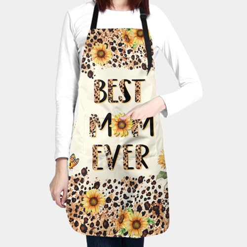 Giwawa Unisex Adult Apron Waterproof Stain Resistant Kitchen Cooking Apron with 2 Pockets for BBQ Grill Painting - color: Best Mom Ever