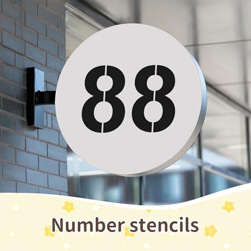 6Inch Number Stencils,10Pcs Plastic Stencils Reusable Curb Stencil Kit | Washable 0-9 Large Number Stencil for Address Painting,Digital Templates for Spray Painting,DIY Crafts,Address Signs - size: 6Inch