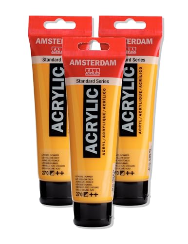 Amsterdam Standard Series Acrylic Paint Tube, Azo Yellow Deep 270, 4 fl oz