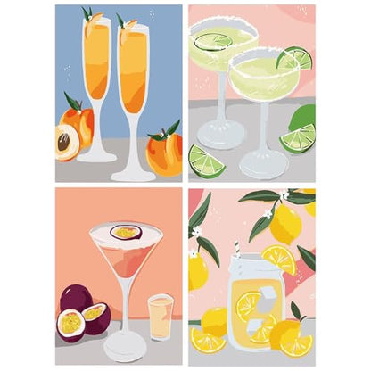 Yeaqee 4 Pcs Diamond Art Kits for Adults Cocktail Gem Painting Kit DIY Jewel Diamond Art for Beginners Aesthetic Room Crafts Cute Painting Pictures 5d Craft Wall Decor for Home 10 x 11.8'' - style: Cocktail Glass