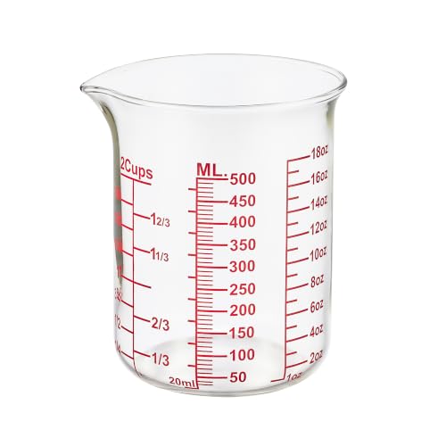 Ackers BORO3.3 Borosilicate Glass Measuring Cup, 500 ml (16 oz, 2 Cup) - size: 2Cup,500ML