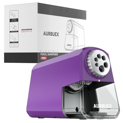 Heavy Duty Electric Pencil Sharpener-6-Hole for 6-12mm Pencils,Auto Start/Stop,Fast 4s Sharpening,Zinc Alloy Blade,10,000+ Sharpenings-Ideal for Classroom,Office & Art Use,Purple(S260) - color: Purple
