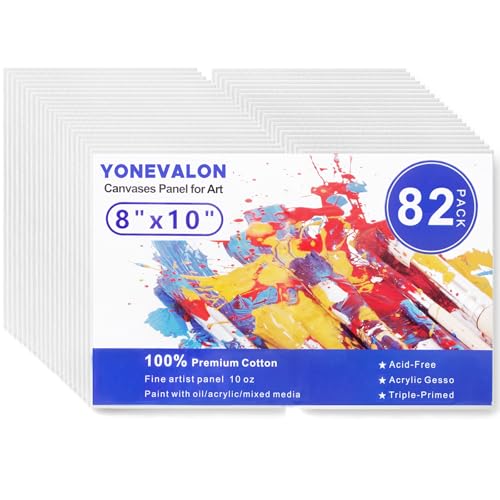 Paint Canvas Boards 82 Pack, 8x10inch Blank Canvases for Painting Bulk - size: 8"x10" - 82pcs