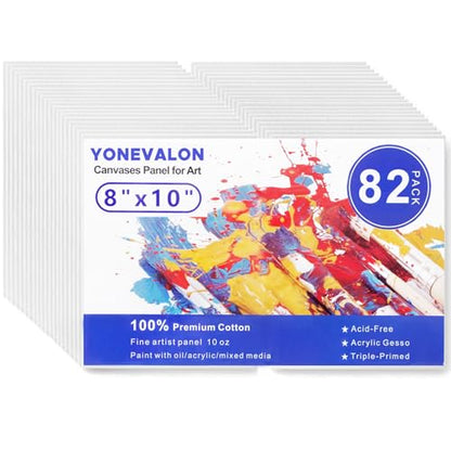 Paint Canvas Boards 82 Pack, 8x10inch Blank Canvases for Painting Bulk - size: 8"x10" - 82pcs