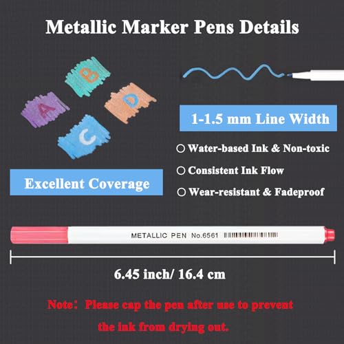 SAYEEC Metallic Marker Pens 15 Colors Fine Tip Metallic Markers Art Coloring Markers Drawing Pens for Black Paper Rock Painting Easter Eggs Halloween Pumpkin Card Making Scrapbook Crafts Photo Album - color: 15 Colors