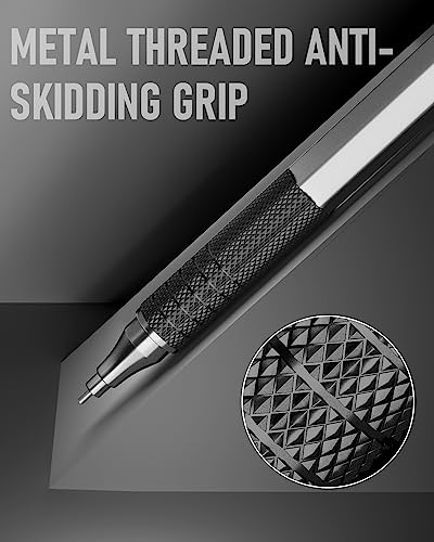 Four Candies Metal Mechanical Pencil Set with Case, 0.7mm, 3-Pack, Black | 480PCS HB Lead Refills, 3 Erasers+9 Eraser Refills, Anti Grip, for Drafting, Engineering, Technical Drawing, Art Projects - color: Black, style: 0.7 MM
